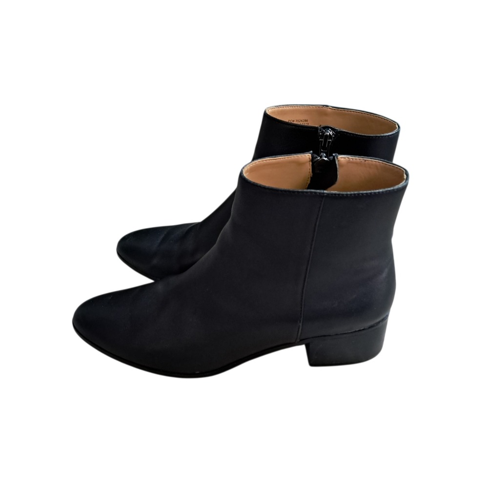 J. Crew Factory Walker Leather Ankle Boots Booties Women's 9 Black Classic Sleek